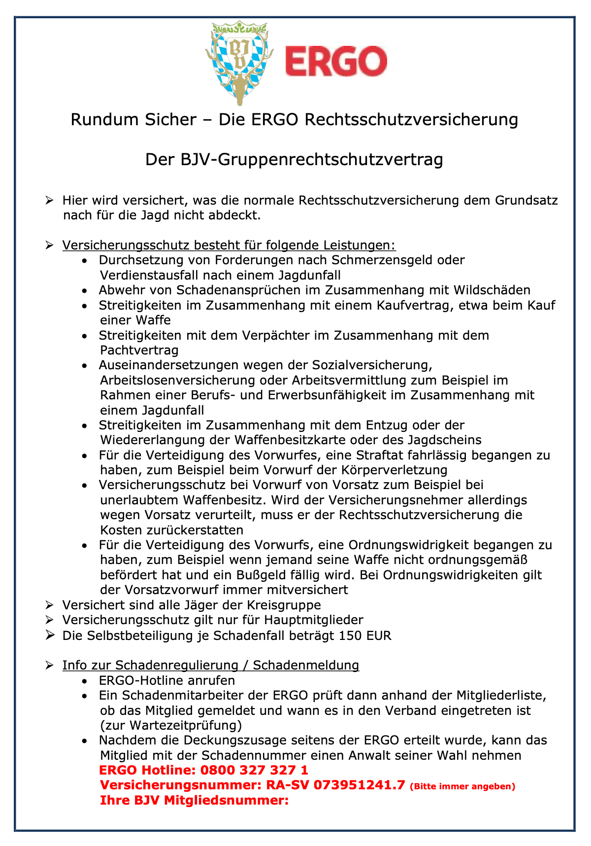 ERGO Rechtschutzversicherung über BJV